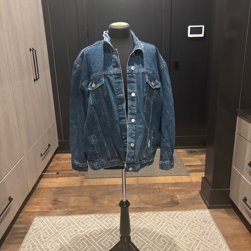 Vintage Roebuck & Co. Denim Trucker Jacket | 100% Cotton | Classic Oversize Fit